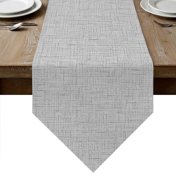 Grey Table Runner Linen Burlap Table Runner 72 Inches Long Rustic Farmhouse Solid Color Dresser Scarves for Kitchen Island Coffee Dining Room Party Wedding Banquet Holiday Decoration 18"x72"