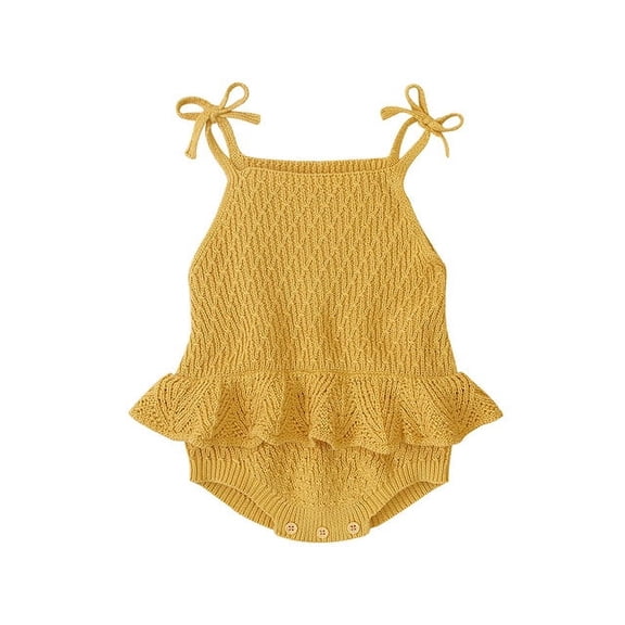 Baby Girls Mustard Knit Romper 3-6M