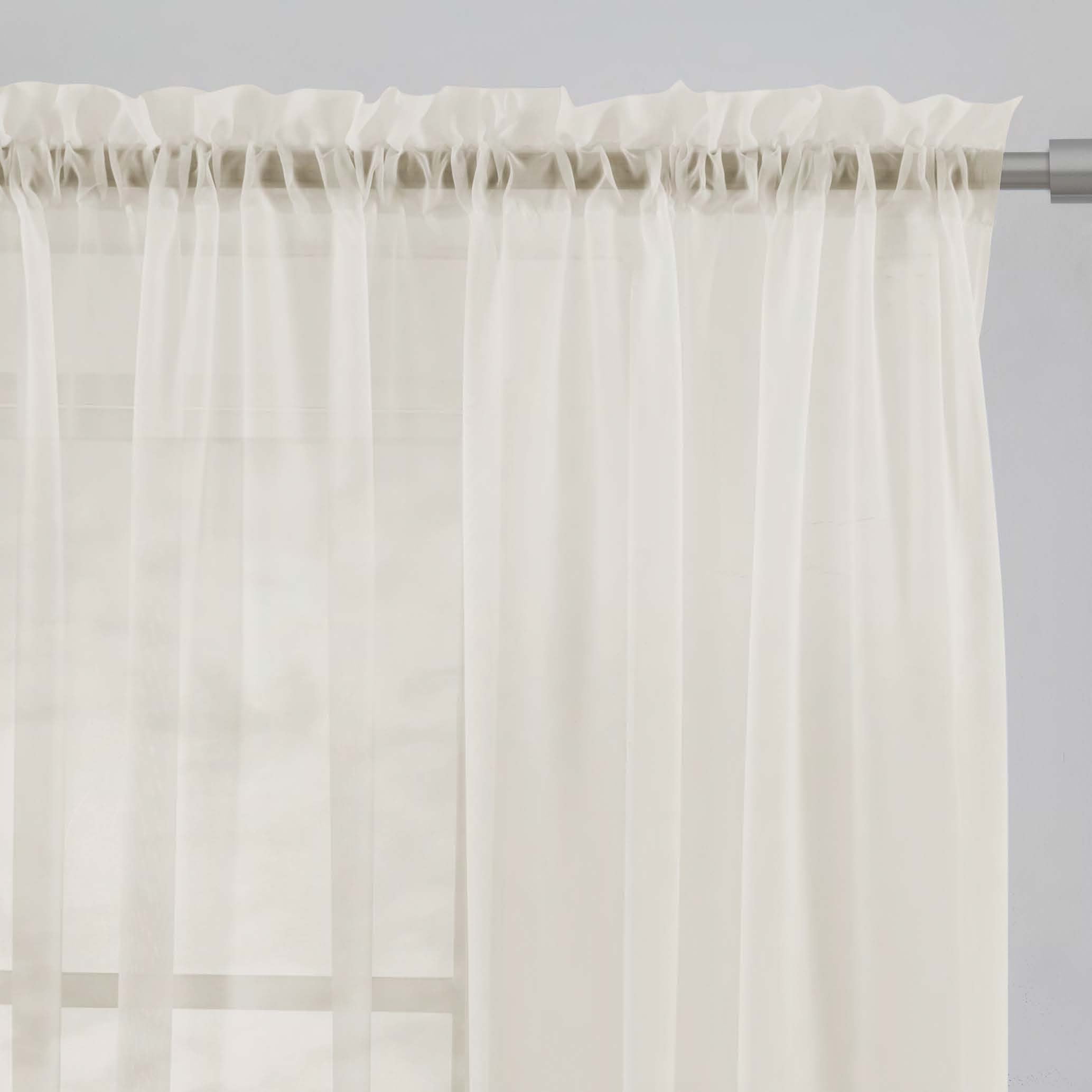 (2 pack) Mainstays Marjorie Sheer Voile Curtain, Single Panel, Ivory, 59" W x 84" L