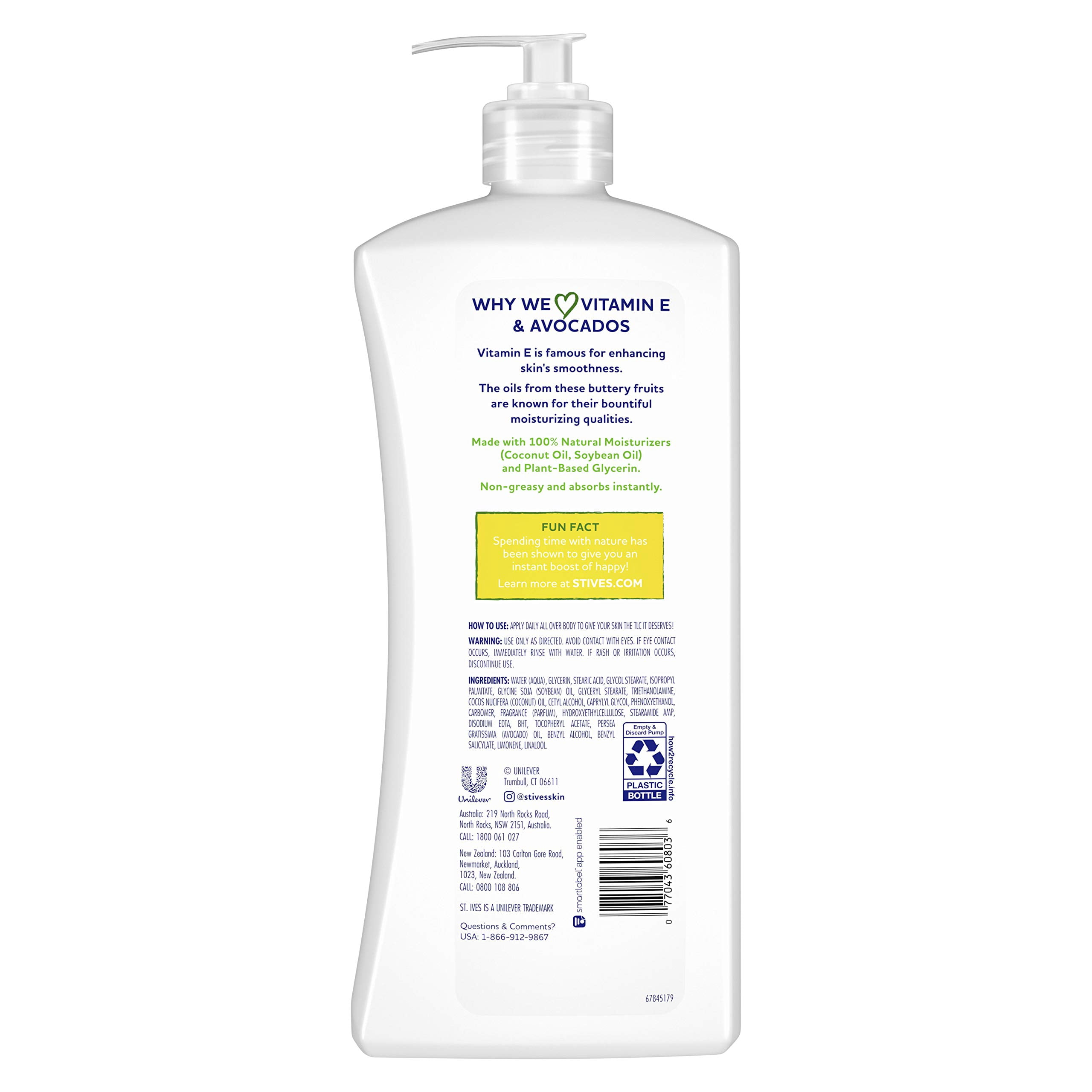 St. Ives Hydrating Hand & Body Lotion Moisturizer for Dry Skin Vitamin E & Avocado Made with 100% Natural Moisturizers 21 oz (pack of 4) C51