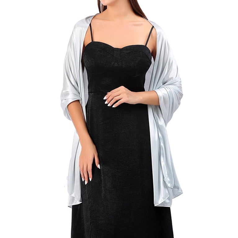harmtty Women Shawl Silky Touch Decorative Elegant Evening Party Dress  Shawl Wedding Accessories Scarf for Bridal Bridesmaid,Silver - Walmart.com