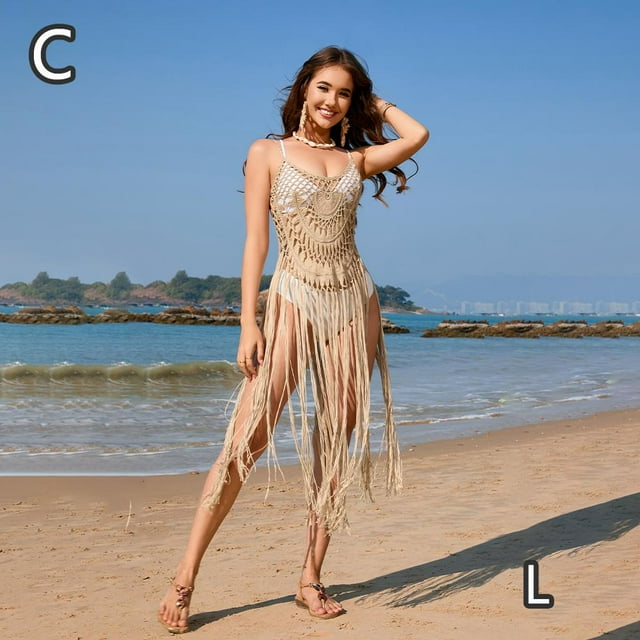 Camisole à Franges Style Français Col en V pour Femmes Été Bord de Mer Vac Deco