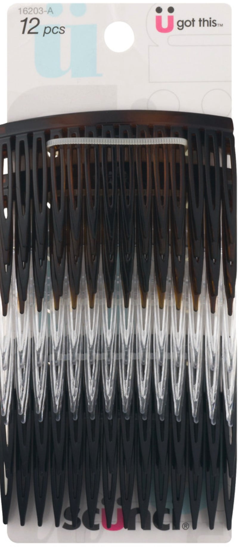 (4 Pack) Scunci Effortless Beauty Side Hair Combs, Assorted 12 ea