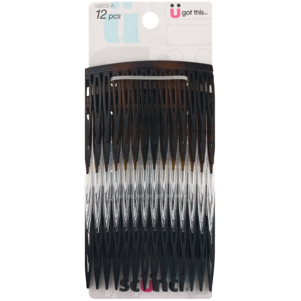 4 Pack Scunci Effortless Beauty Side Hair Combs, Assorted 12 ea