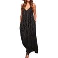 thumbnail image 1 of Robes Longues Maxi Bohèmes pour Femmes à Bretelles Spaghetti, à Pois et à Col en V, 1 of 1