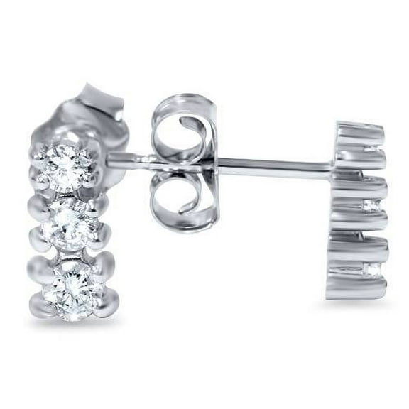 Pompeii 1/4ct Three Stone Diamond Earrings 14K White Gold (G/H,I2)