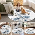 thumbnail image 5 of Blue Grey Floral Round Area Rug 3.3Ft Washable Circle Rugs for Dining Room Table, Watercolor Flowers Farmhouse Non-Slip Carpet Floor Mats Indoor Outdoor Carpet Runner Aesthetic Home Decor, 5 of 8