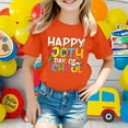 thumbnail image 3 of 100 Days Of School Shirt Girls Crew Neck Short Sleeve T Shirts Letter Print Trendy Funny Tees Girls' Tops, Tees & Blouses Orange,120（4-5 Years）, 3 of 4