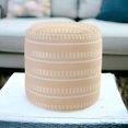 thumbnail image 6 of 20" Orange And White Polyester Round Striped Indoor Outdoor Pouf Ottoman, 6 of 10