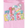 thumbnail image 5 of Jxzom Newborn Baby Girl My First Easter Outfit 3 6 12 18 Months Bunny Colorful Eggs Print Ruffle Romper Flared Pants Headband Set, 5 of 7