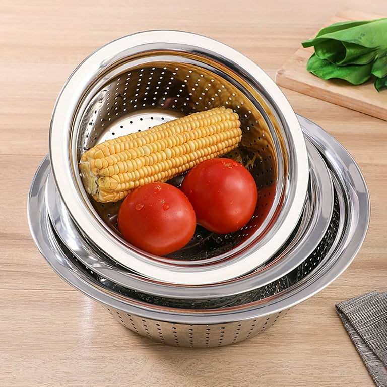 Ludlz Japanese Design Rice Washer Strainer Colanders for Cleaning  Vegetable, Fruit, Pasta Home Kitchen Fruit Vegetable Wash Draining Basket  Rotating Double Layer Strainer 