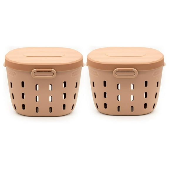 In-Ground Worm Composter Outdoor Farm Compost Bin 7 Gallons BPA-Free Composting System for Raised Garden Beds Tawny Brown, Twin Pack