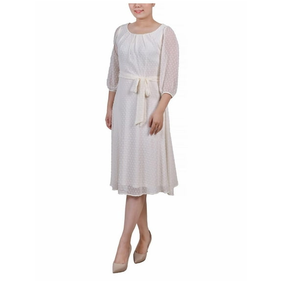 NY Collection Womens Petites Textured Knee Length Shift Dress