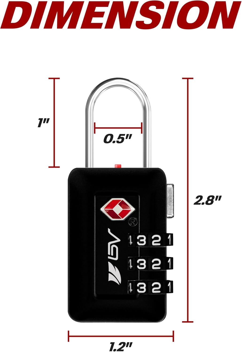 BV TSA Accepted 3-Digit Combination Travel Lock for Luggage, Gym Locker, Toolbox, Cabinets & More – Black, 2 Pack