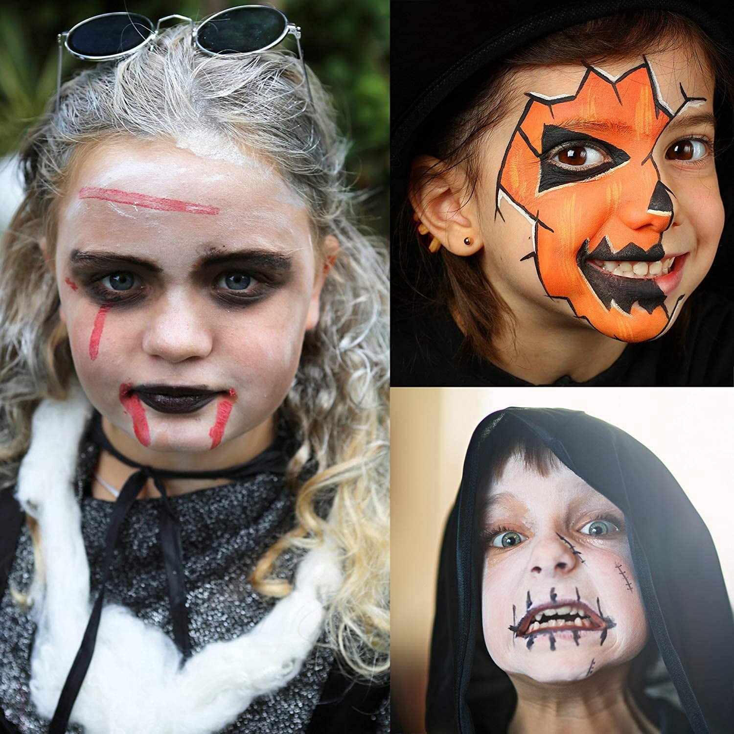Face Paint Kit for Kids, Professional Quality Face & Body Paint,  Hypoallergenic Safe & Non-Toxic, Easy to Painting and Washing, Ideal for  Halloween Party Face Painting, 15 Colors with One Brush -