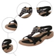 thumbnail image 4 of Rokment Womens Sparkly Sequin Flower Orthopedic Dress Sandals Beach Summer Comfortable Leather Arch Support Wedge Low Heel Slingback Walking Sandals A Size 6, 4 of 6