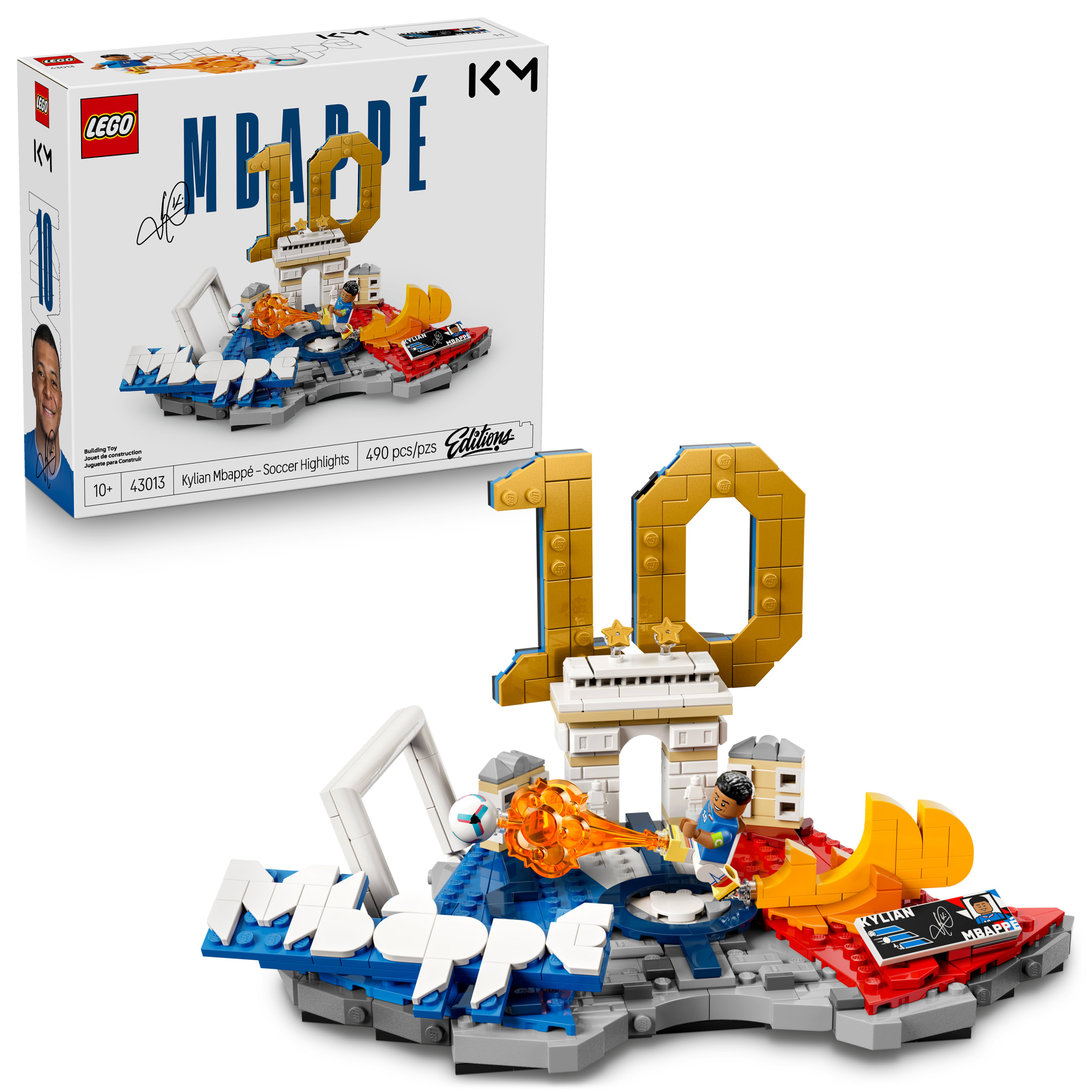 LEGO Editions Kylian Mbappé – Soccer Highlights - Building Set for Boys & Girls, Ages 10+ - Collectible Soccer Gift with Plaque - Kids Bedroom or Shelf Decor - 43013