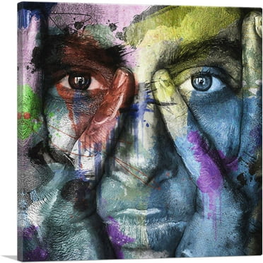 ARTCANVAS Colorful Mask Home decor Canvas Art Print - Size: 18" x 18" (0.75" Deep)