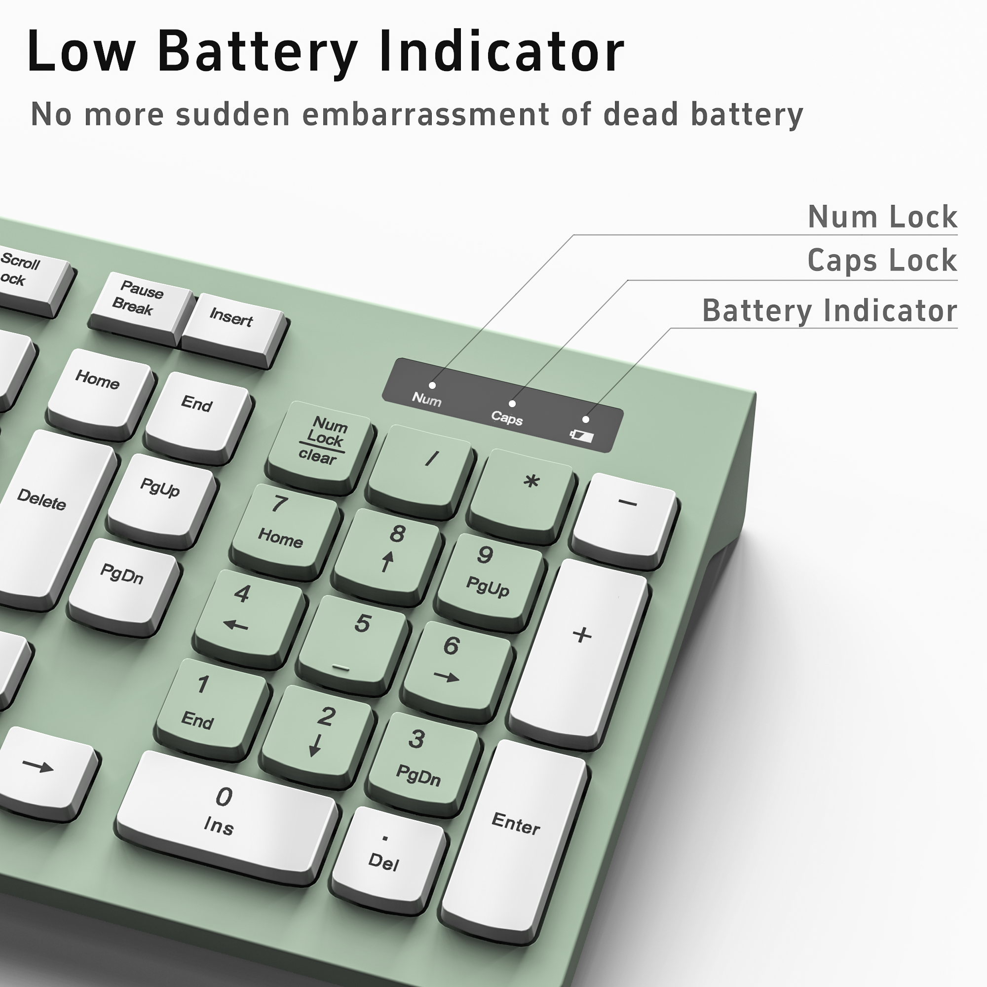 Reccazr Wireless Keyboard and Mouse Combo, 104-Key Green photo 8