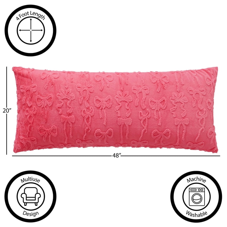Room Revival Pink Melon Bows Body Pillow, 48"x20" photo 4