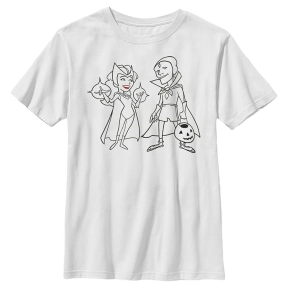 Boy's Marvel WandaVision Outline Sketch Graphic Tee White Small