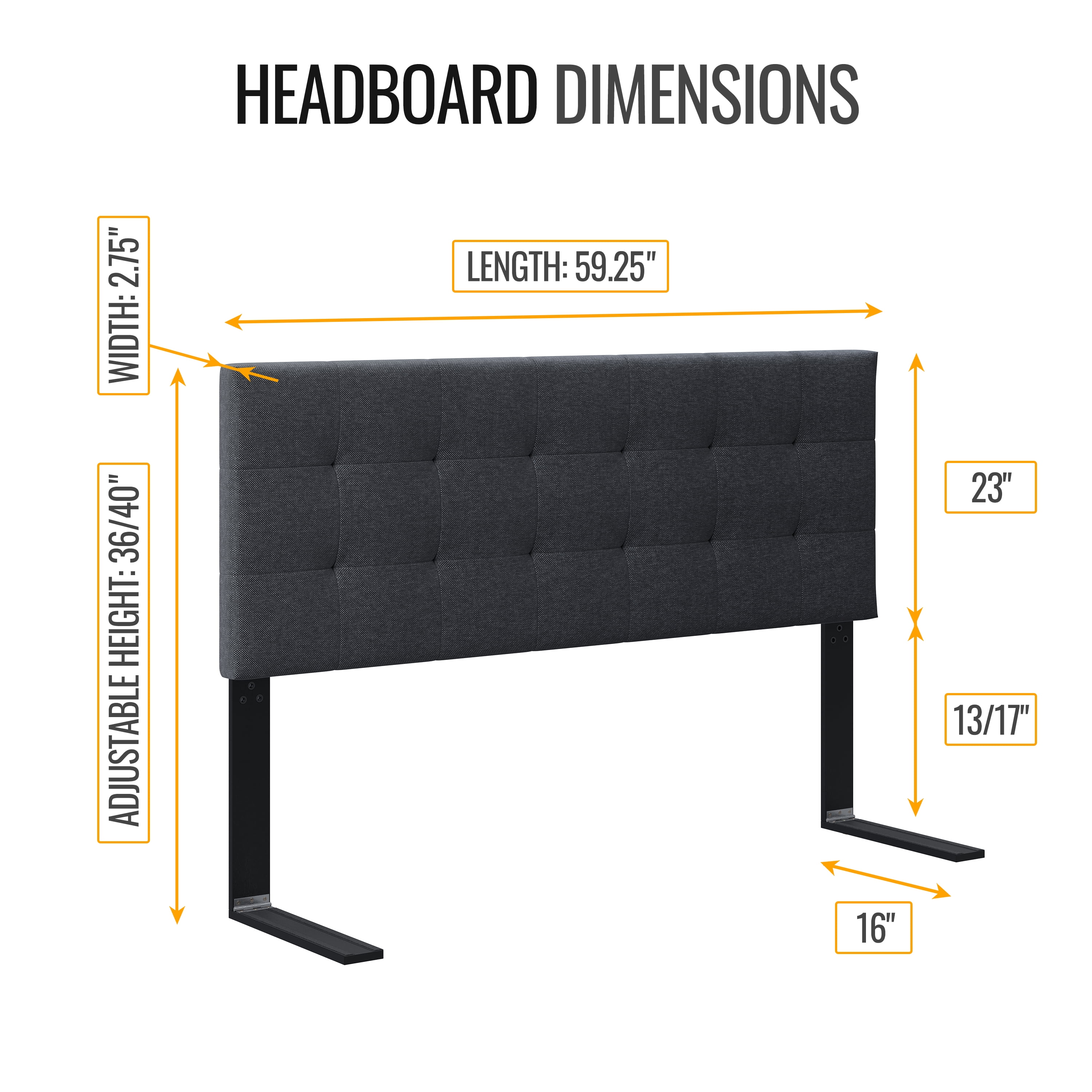 Boyd Sleep Linen Instant Adjustable Headboard, Charcoal