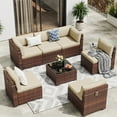 thumbnail image 4 of MRUAKA 7 Pieces Patio Conversation Set, Outdoor Sectional PE Rattan Wicker Furniture Seat,Beige, 4 of 7