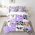 thumbnail image 2 of Homewish Fashion Cow Print Bedding Comforter Set 7pcs, Rustic Farmhouse Animal Queen Bedding Sets, Dreamy Purple Patchwork Reversible Queen Sheet Sets, Breathable Home Decor, 2 of 7