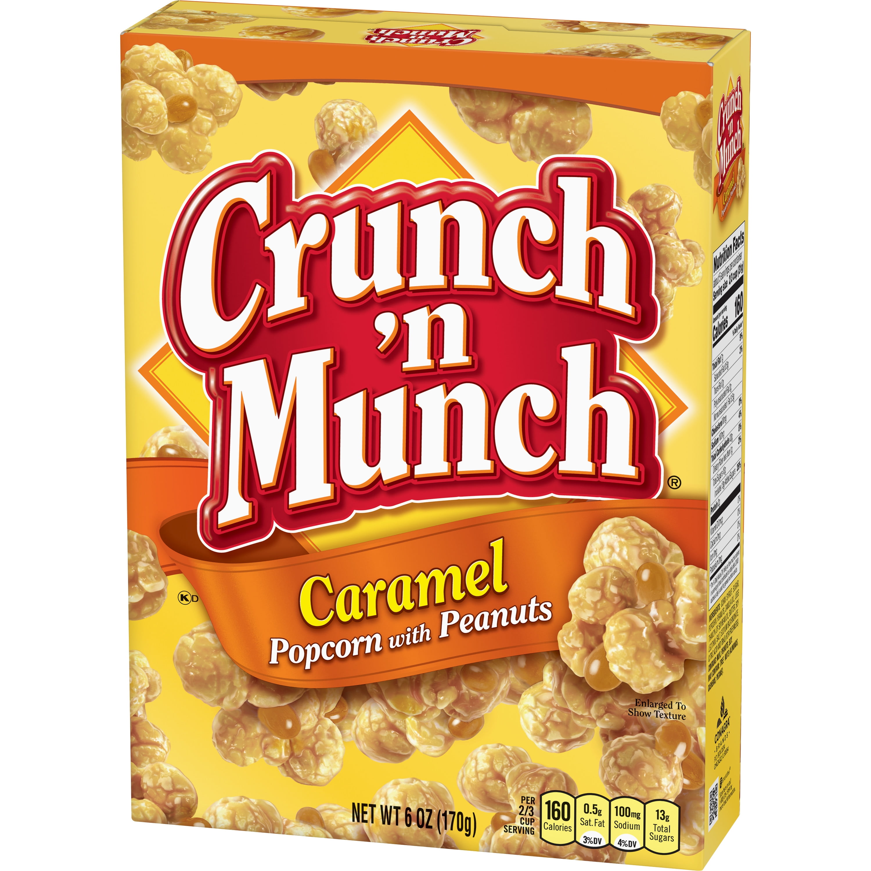 CRUNCH 'N MUNCH Caramel Popcorn with Peanuts, 6 oz.
