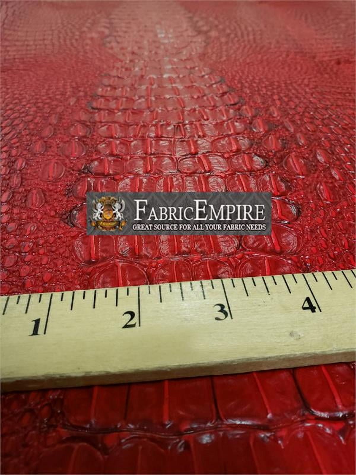 Vinyl Crocodile Allie FLAME RED Fake Leather Upholstery Fabric By the Yard