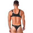 thumbnail image 4 of Lencería para hombre, traje de baño de charol con efecto mojado, espalda abierta, escote en U, sin mangas, lencería, traje de baño de una pieza, ropa de baño para fiesta, 4 of 5