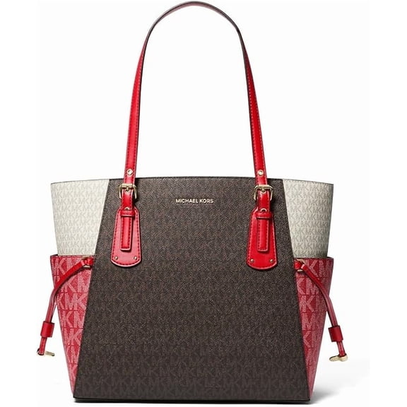 Michael Kors Voyager East/West Signature Tote,Crimson Multi