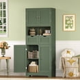 thumbnail image 4 of 57.8" H Tall Bathroom Storage Cabinet with 2 Drawers & 2 Adjustable Shelves, Floor Cabinet with 4 Doors, Tall Cabinet for Living Room, Dining Room, Entryway, Forest Green, 4 of 10