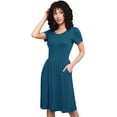 thumbnail image 2 of Made by Johnny Women's Comfy Casual Short Sleeve Flowy Dresses Loose Plain Dress with Pockets XXXL TEAL, 2 of 6