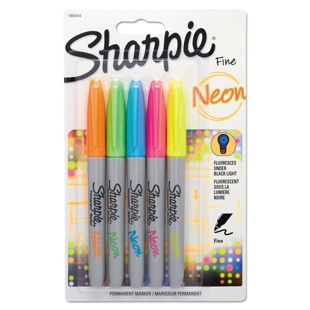 Rotulador permanente Sharpie Fine Neon, colores surtidos, 5 unidades