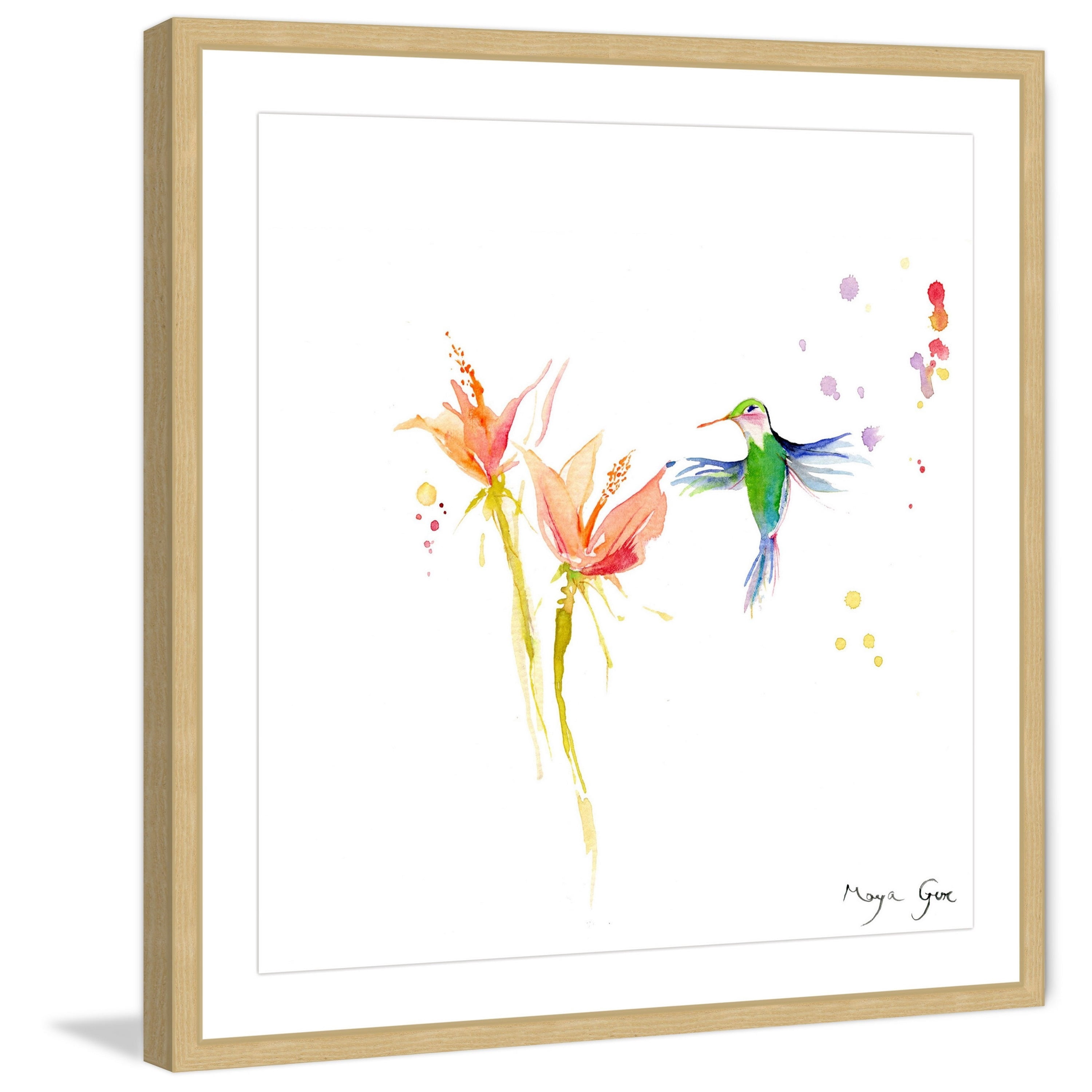 Marmont Hill "Green Hummingbird" by Maya Gur Framed Painting Print