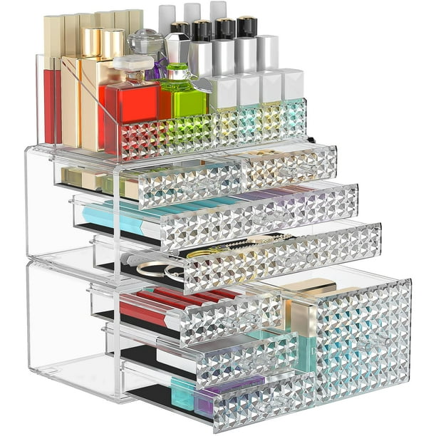 Organizador de maquillaje Awenia apilable con 8 cajones, paquete de 3