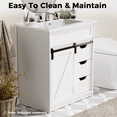 thumbnail image 3 of EVOKEDEN 30" Bathroom Vanity with Sink, Bathroom Storage Cabinet with Sliding Barn Door, Farmhouse Bathroom Cabinet with 3 Drawers, White, 3 of 8
