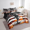 thumbnail image 2 of Erosebridal Soccer Gamer Flame Bedding Comforter Set 7 Pieces for Boys,Vintage USA Flag Full Bedding Set for Kids Teens,Black Reversible,Breathable Home Decor, 2 of 6