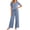 Light Blue, variant on Zynoxe Pajamas for Women Set Two Piece V-neck Short Sleeve Shirts and Drawstring Wide Leg Pants Matching Outfit Loose Comfy Lounge Sets