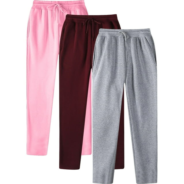 AherBiu 3PCS Sweatpants for Men Fleece Drawstring Elastic Waisted Straight Leg Pants with Pockets Casual Workout Gym Trousers