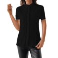 thumbnail image 1 of Camisas de Corta para Mujer, Blusas Abotonadas, Blusas Informales Texturizadas de Verano. Negro L, 1 of 7