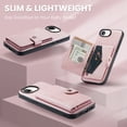 thumbnail image 2 of Wallet Case for iPhone 16e with Detachable Card Holder Slots, Premium PU Leather Slim Protective Cover with Back Kickstand Magnetic Closure, Shockproof Phone Case for iPhone 16e, Pink, 2 of 8