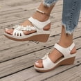 thumbnail image 7 of LOVZFMLL Sandals for Women Flower Open Toe Ankle Strap Comfort Walking Wedge Sandals for Summer Casual Outdoor Beach Vacation White 5.5, 7 of 7