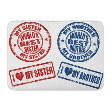 GODPOK Grungy World of Grunge Rubber Stamps with Text World's Best Sister and Brother Inside Love Heart Rug Doormat Bath Mat 23.6x15.7