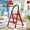 Three-step Ladder Red, variant on Folding 2 3 4 5 Step Steel Ladder, 500LBS Load Capacity, Anti-Slip Wide Pedals Handrail, Safe-Lock Portable Step Stool for Home Kitchen, Black  Red