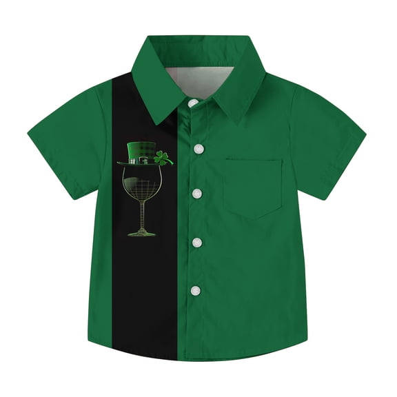 Favoffer Big Kids Unisex Short Sleeve Shirt Spring Summer St.Patrick Graphic Pocket Soft Breathable Round Neck Casual Top Tee Daily Home Holiday Play Sizes 2-15Y