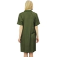 thumbnail image 3 of Bimba Womens Fuchsia Pink Notched Collar Button Down Sleepshirt With Pockets-8, 3 of 6