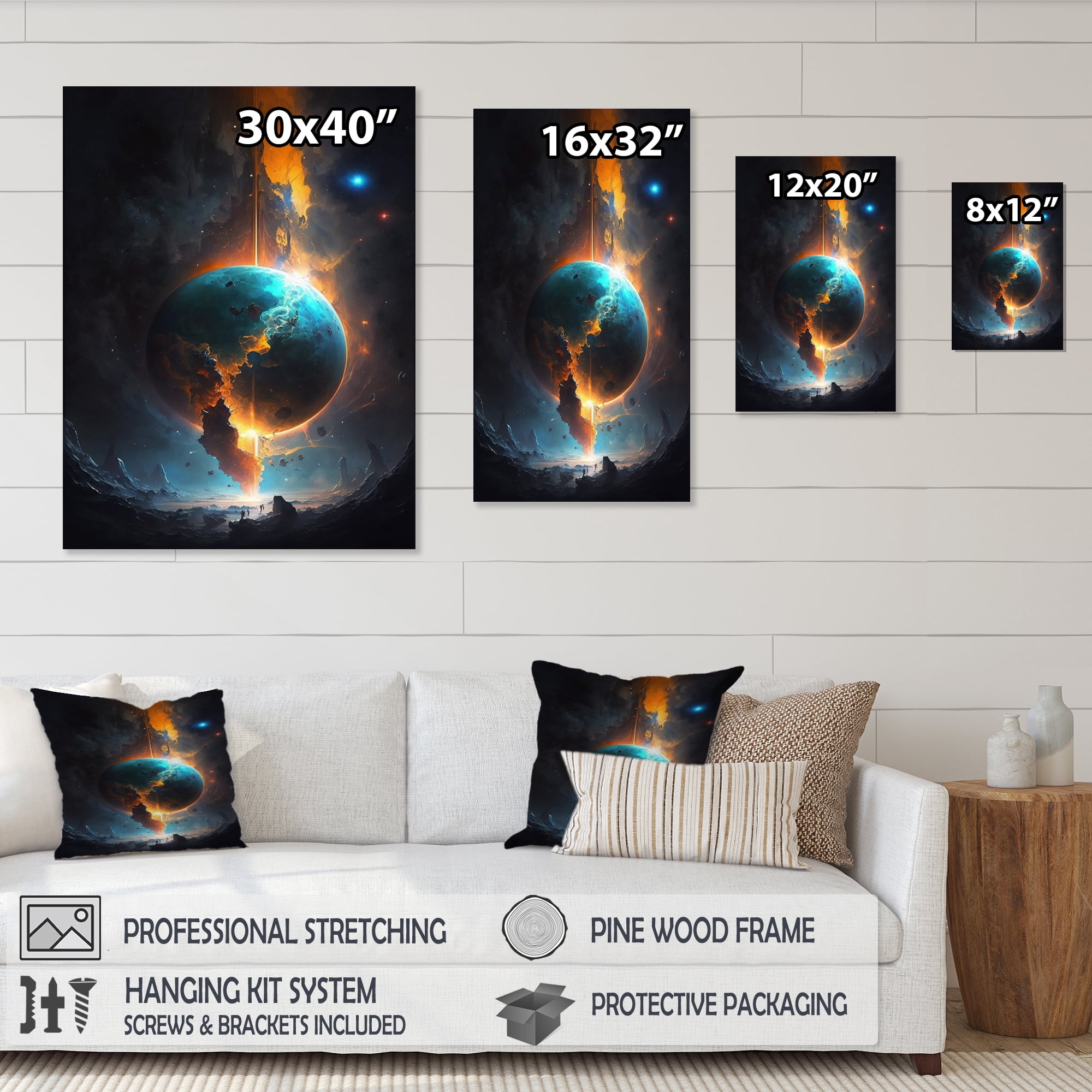 Designart Deep Space Planet Fusion V Canvas Wall Art