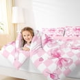 thumbnail image 4 of Homewish Girl Lovely Bowknot Full Size Comforter Sets,Pink White Plaid Bedding Comforter Set,Princess Cartoon Bowtie Bedding Sets For Kids,Ultra Soft Home Decor Reversible,3pcs, 4 of 8